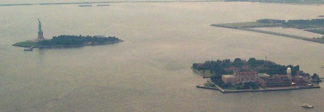 1025 from wtc: The Statue of Liberty and Ellis Island from the World Trade Center.  July 17, 2001.