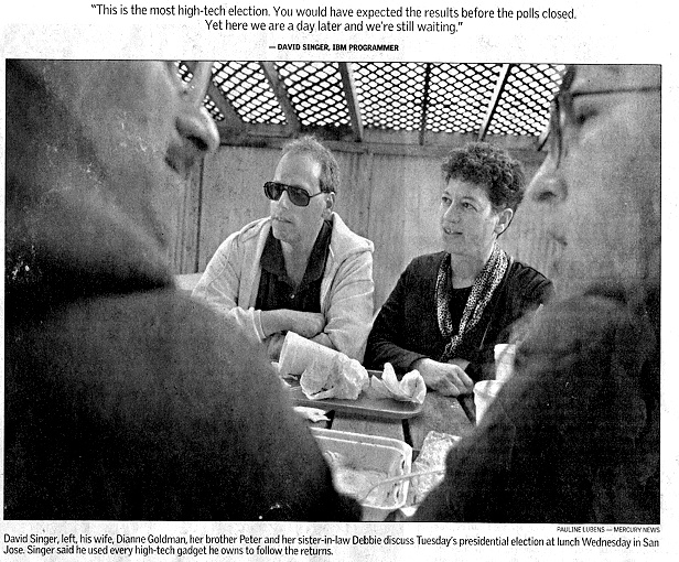 15 minutes of fame (after lunch): From the San Jose Mercury News, 9 November 2000, page 17A.  Reprinted without permission.