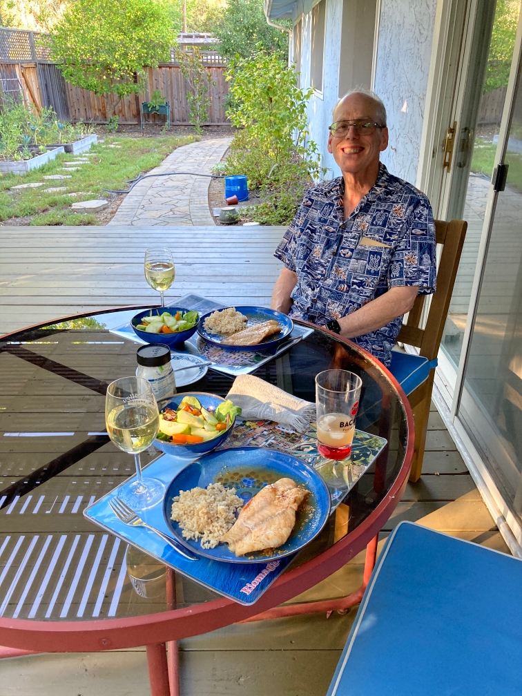 Dinner (Asian Fish Parcels) on the deck