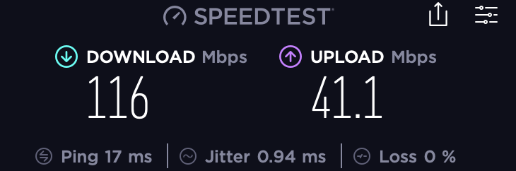 Speedtest results